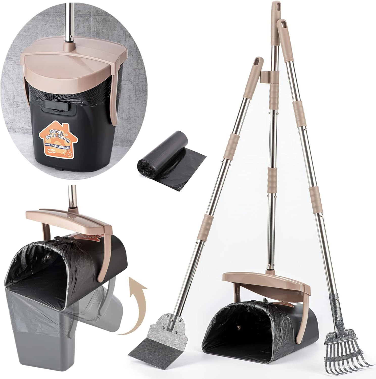 Pooper Scooper Large Swivel Bin,Heavy Duty Metal Rake&Spade for Large & Small Dogs Non-Breakable ... | Amazon (US)