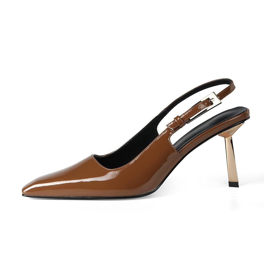 iiimmu Slingback Heels for Women 3.5 in / 4 in Kitten Heel Closed Toe Pumps Dress Shoes | Amazon (US)