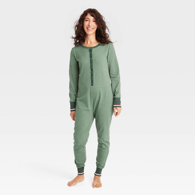 Women's Allover Fleck Long Sleeve Union Suit - Hearth & Hand™ with Magnolia Green | Target