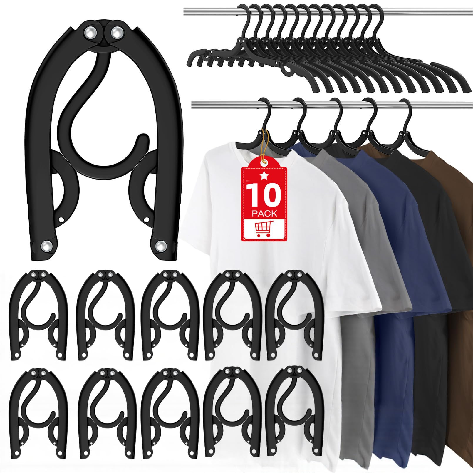 10 Pcs Travel Hangers Portable Foldable Travel Hanger Organizer, Plastic Cruise Essentials Clothe... | Amazon (US)