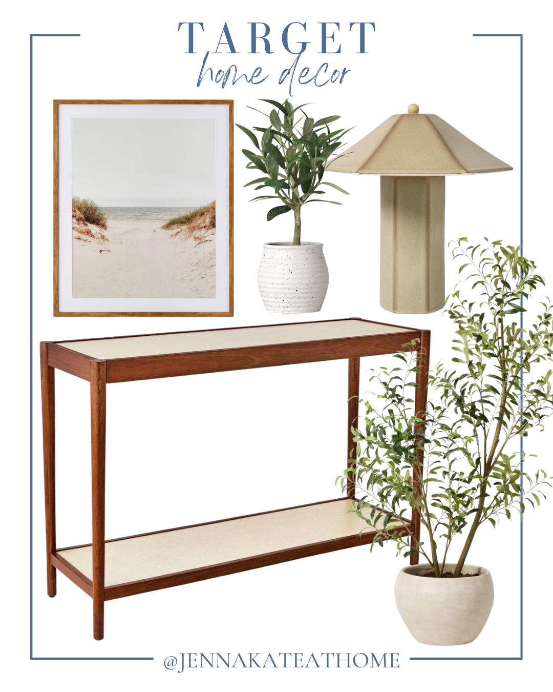 Target home decor includes table lamp, console table, faux plant, wall art, faux olive tree.

Home decor, looks for less, neutral decor

#LTKHome #LTKSeasonal #LTKvlog
