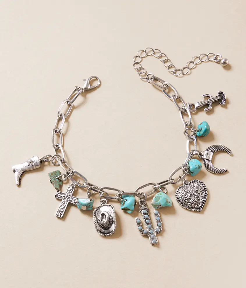 Turquoise Stone & Charm Bracelet | Buckle