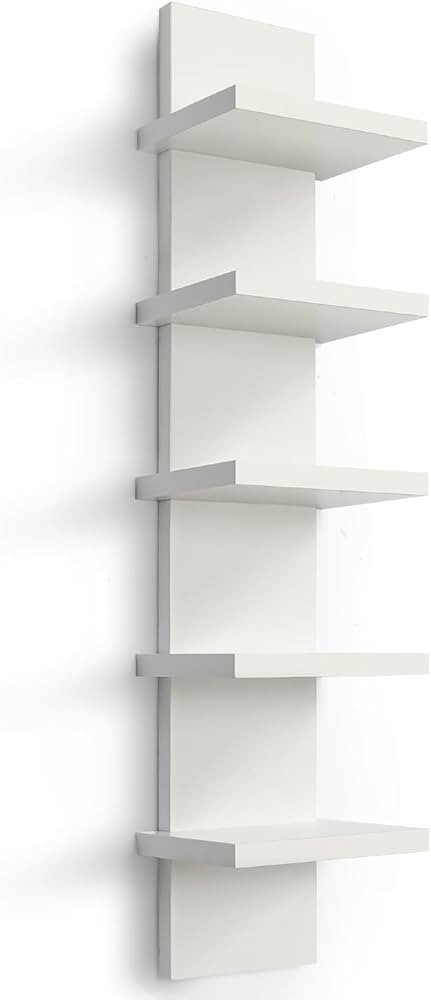 Homaterial 5 Tier Wall Shelf Unit,White Vertical Floating Shelf-Narrow Decorative Wall Mount Mode... | Amazon (US)
