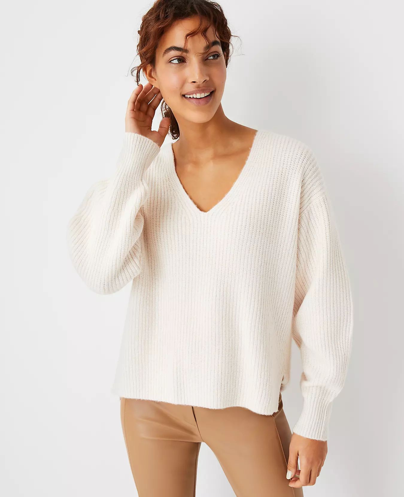 Ribbed V-Neck Sweater | Ann Taylor | Ann Taylor (US)