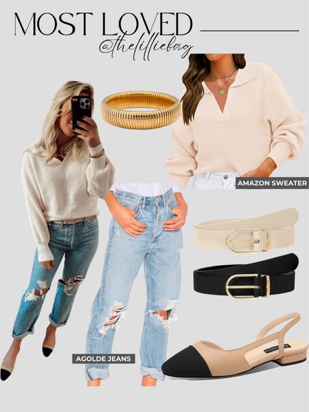Casual vibes, fall style! 
This Amazon sweater is beautiful quality and has a 30% off coupon! Jeans, tts

These flats have a strap on back! Less pointy and super comfy also! 

Fall outfit. Casual outfit. 

#LTKSeasonal #LTKfindsunder50 #LTKstyletip