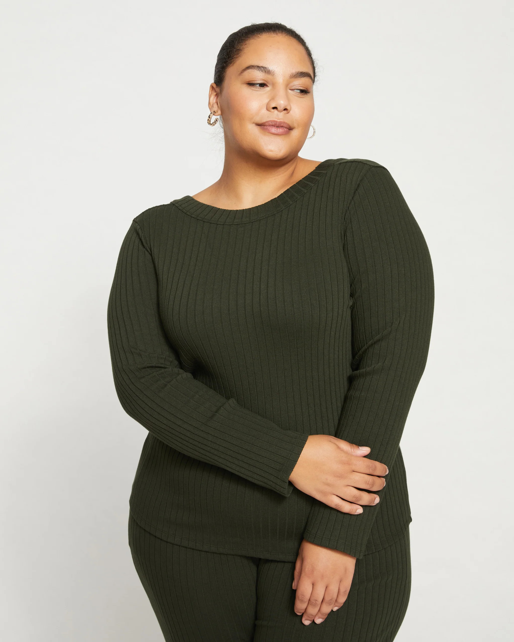 Aspen Rib Scoop Back Top - Evening Forest | Universal Standard