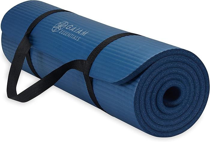 Gaiam Yoga Mat, Pilates & Exercise Mat, Thick 2/5" (10mm) Workout Mat with Easy-Cinch Carrying St... | Amazon (US)