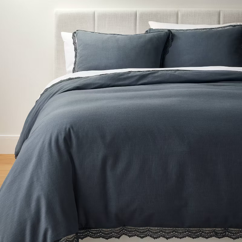 Lace Border Cotton Slub Duvet & Sham Set - Threshold™ designed with Studio McGee | Target