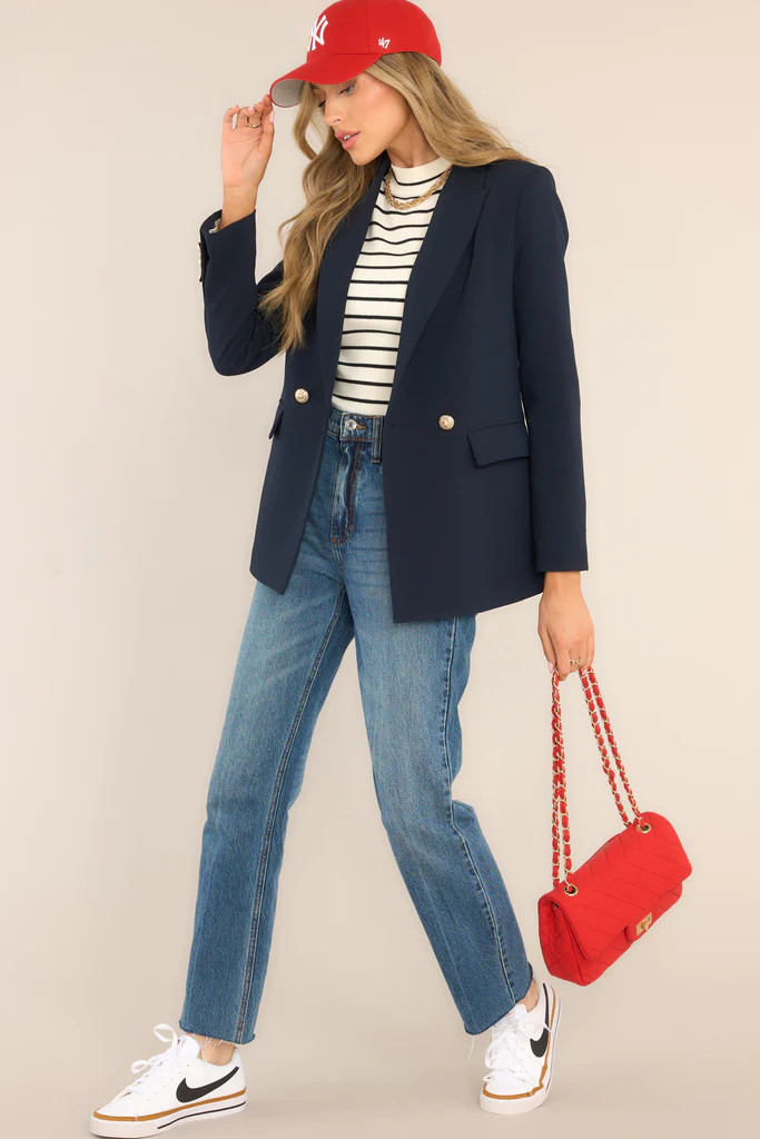 Before Dawn Navy Blue Blazer | Red Dress 