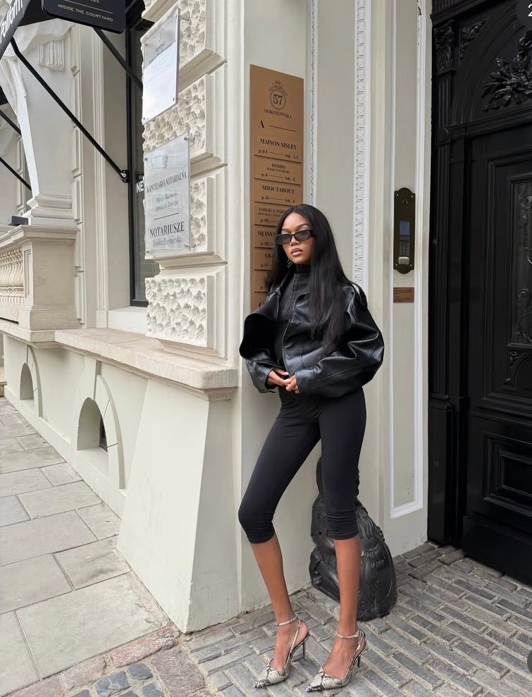 Black bomber
Black Capri pants 
Snake heels 

#LTKPetite #LTKBeauty #LTKootd