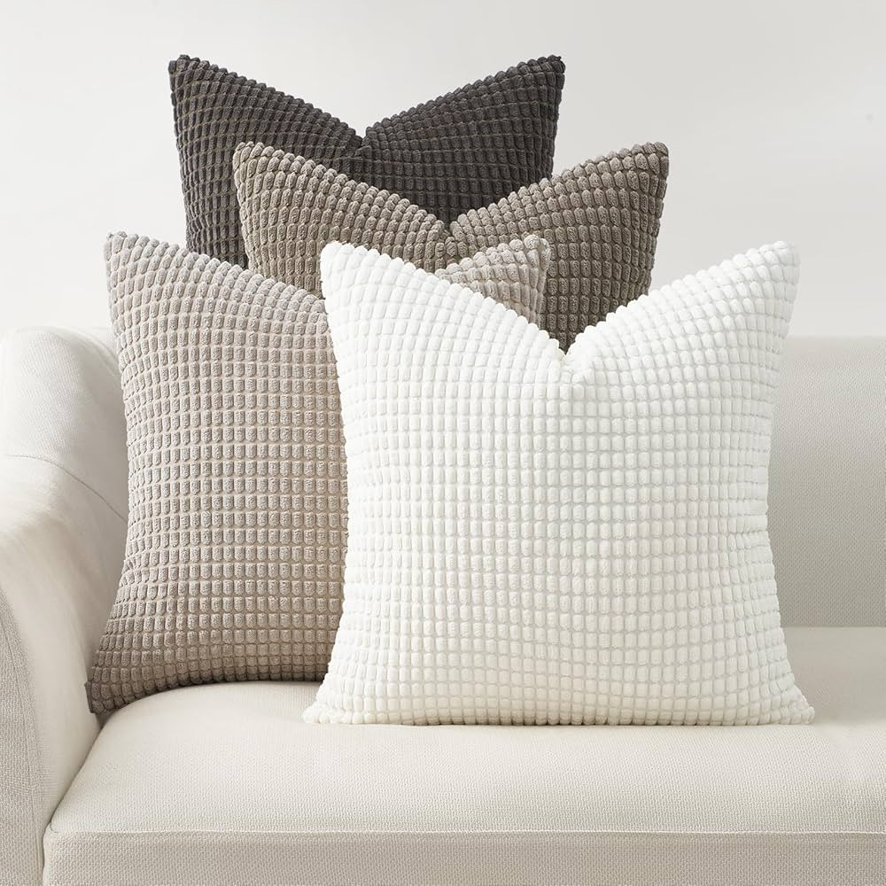 Topfinel Neutral Grey Pillow Covers Set of 4,Boho Sofa Throw Pillows Covers for Couch-Multi Combo... | Amazon (US)