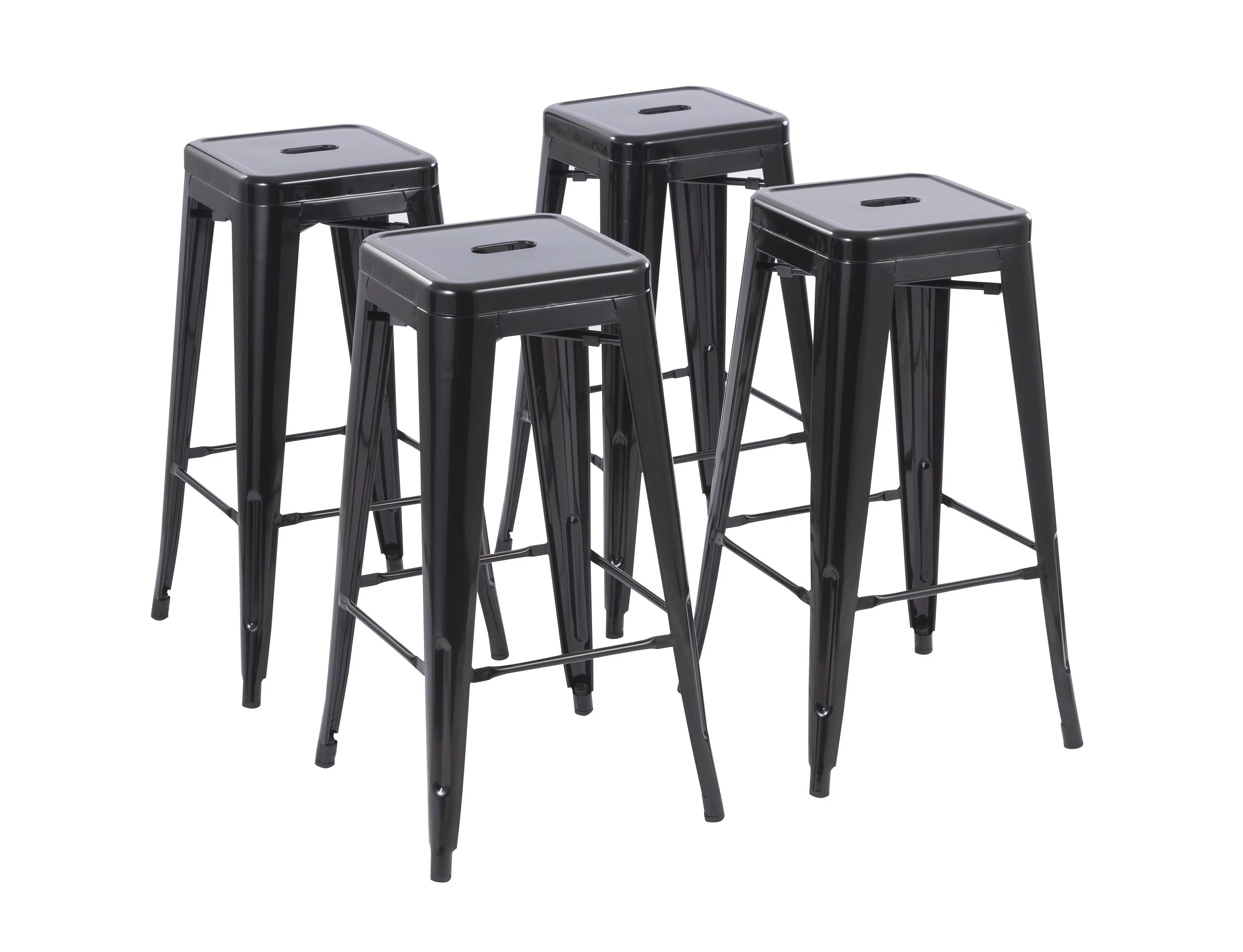 Howard 30inch Stackable Metal Barstool, Set of 4, Black Color, Backless Style, Full Assembled Sto... | Walmart (US)