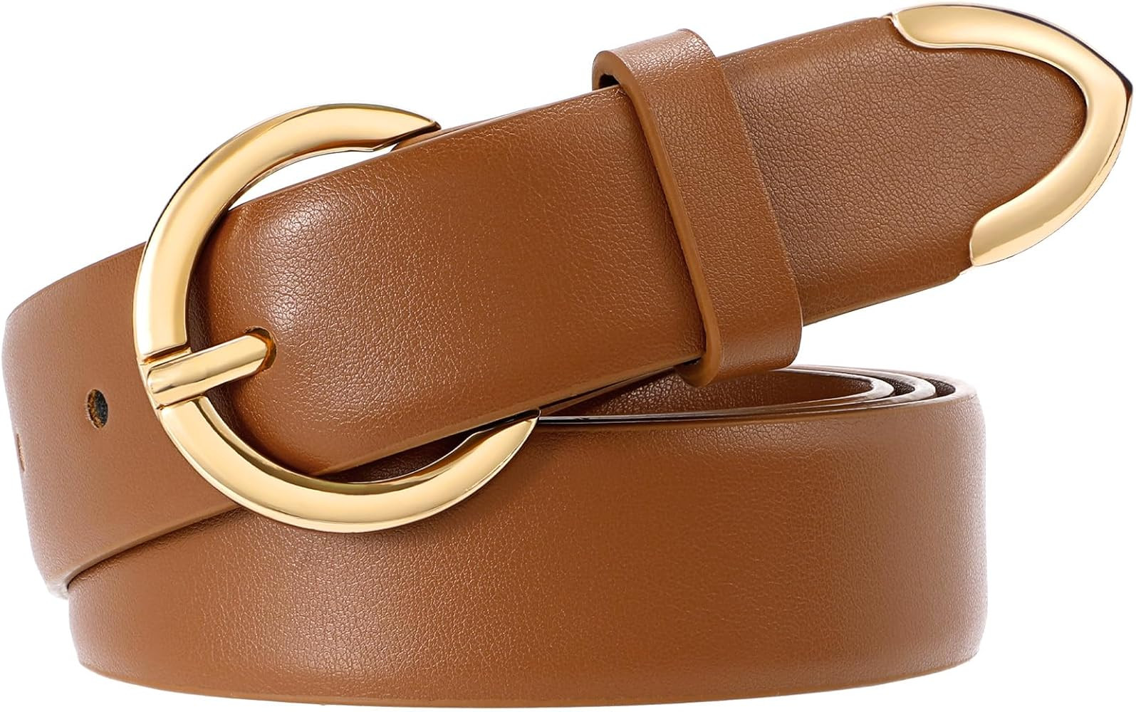 XZQTIVE Women’s Leather Belts for Jeans Pants Dresses Fashion Ladies Black Belt with Gold Buckl... | Amazon (US)