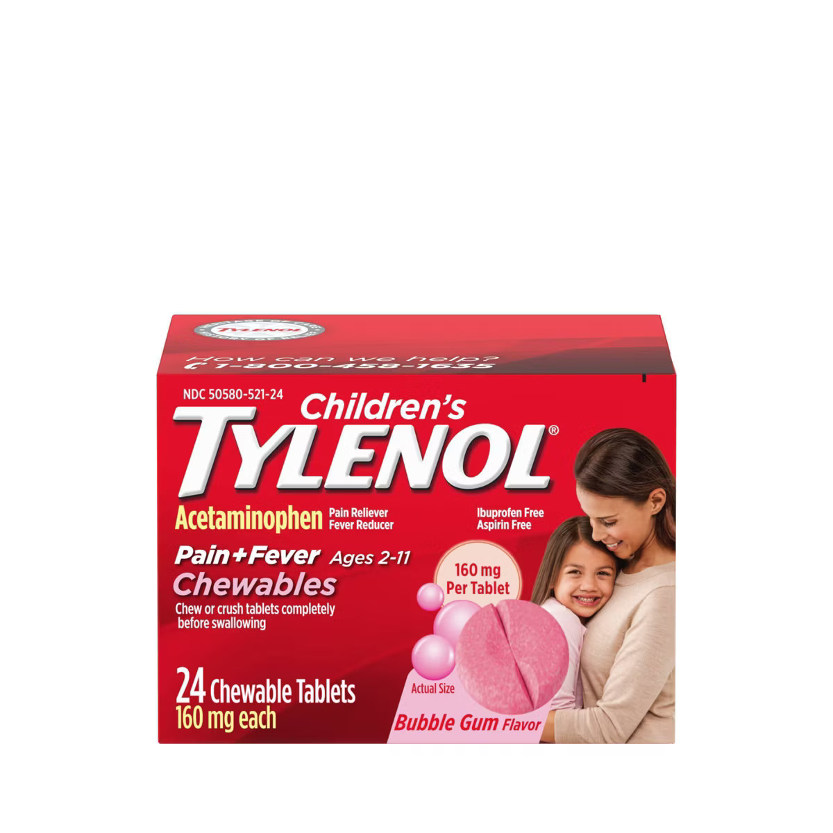 Children's Tylenol Pain + Fever Relief Chewables - Acetaminophen - Bubble Gum - 24ct | Target