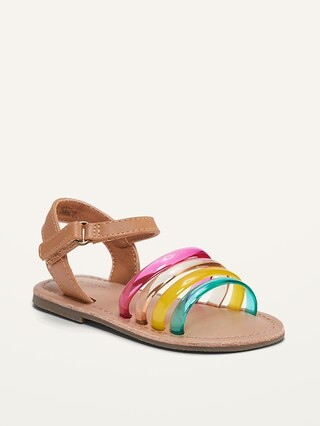 Strappy Mixed-Material Sandals for Toddler Girls | Old Navy (US)