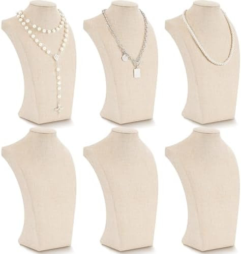 6 Pcs Linen Necklace Display Bust Jewelry Holder Necklace Retail Mannequin Display Stand for Jewe... | Amazon (US)