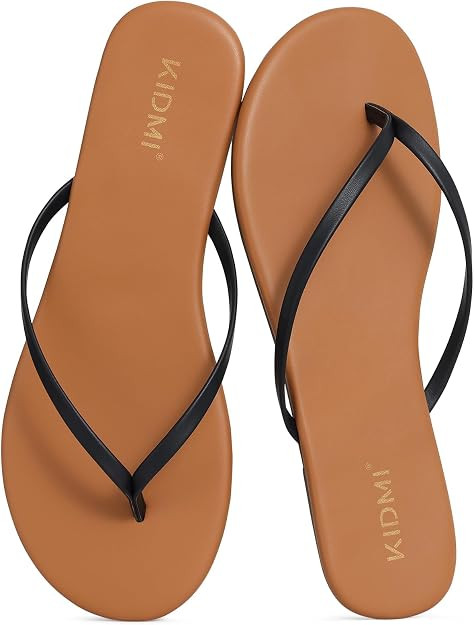 KIDMI Thong Flip Flops for Women - Memory Foam Summer Beach Sandals for Women - Vegan Leather Fla... | Amazon (US)