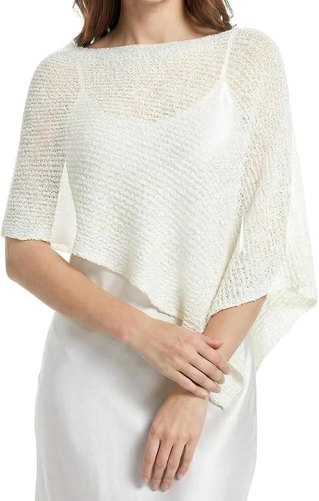 Chicingyou Summer Sheer Ponchos for Women, Lightweight Knit Popcorn Shrug Cape Pullover, Breathable Dress Cover up Wrap | Amazon (US)