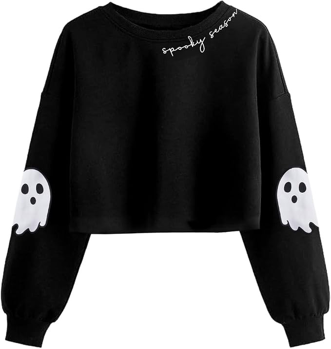 HEBBE Spooky Season Sweatshirts Women Halloween Graphic Sweatshirt Crop Top | Amazon (US)