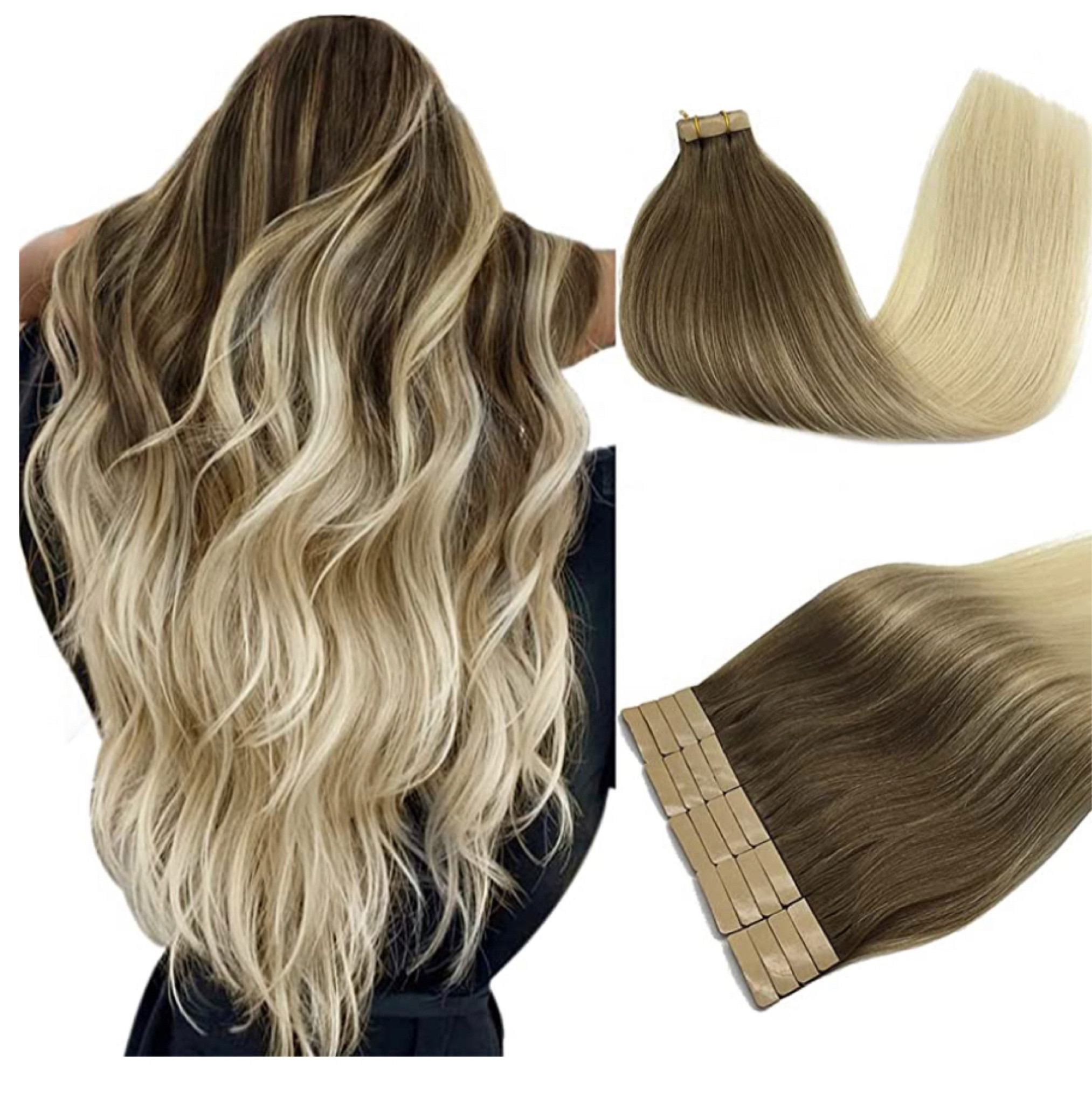 Under this link are several options of hair colors. I used  2 pk of : O#9/60 Ash Brown to Platinum Blonde, and 1 pk of: O#17A/60A Ash Blonde Highlighted Platinum Blonde
And 1 pk: R#2/60 Platinum Blonde with Darkest Brown Roots
Important to use a clairifying shampoo before to make sure tapes adhere properly. No other conditioning products. And continue to use this shampoo while tape-ins are installed. Wait 48-72 hrs before washing your hair once installed. 