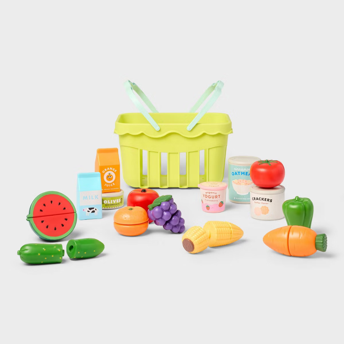 Grocery Basket with Play Food- 18 Piece - Gigglescape™: Plastic, Ages 2+, Includes Play Fruit &... | Target