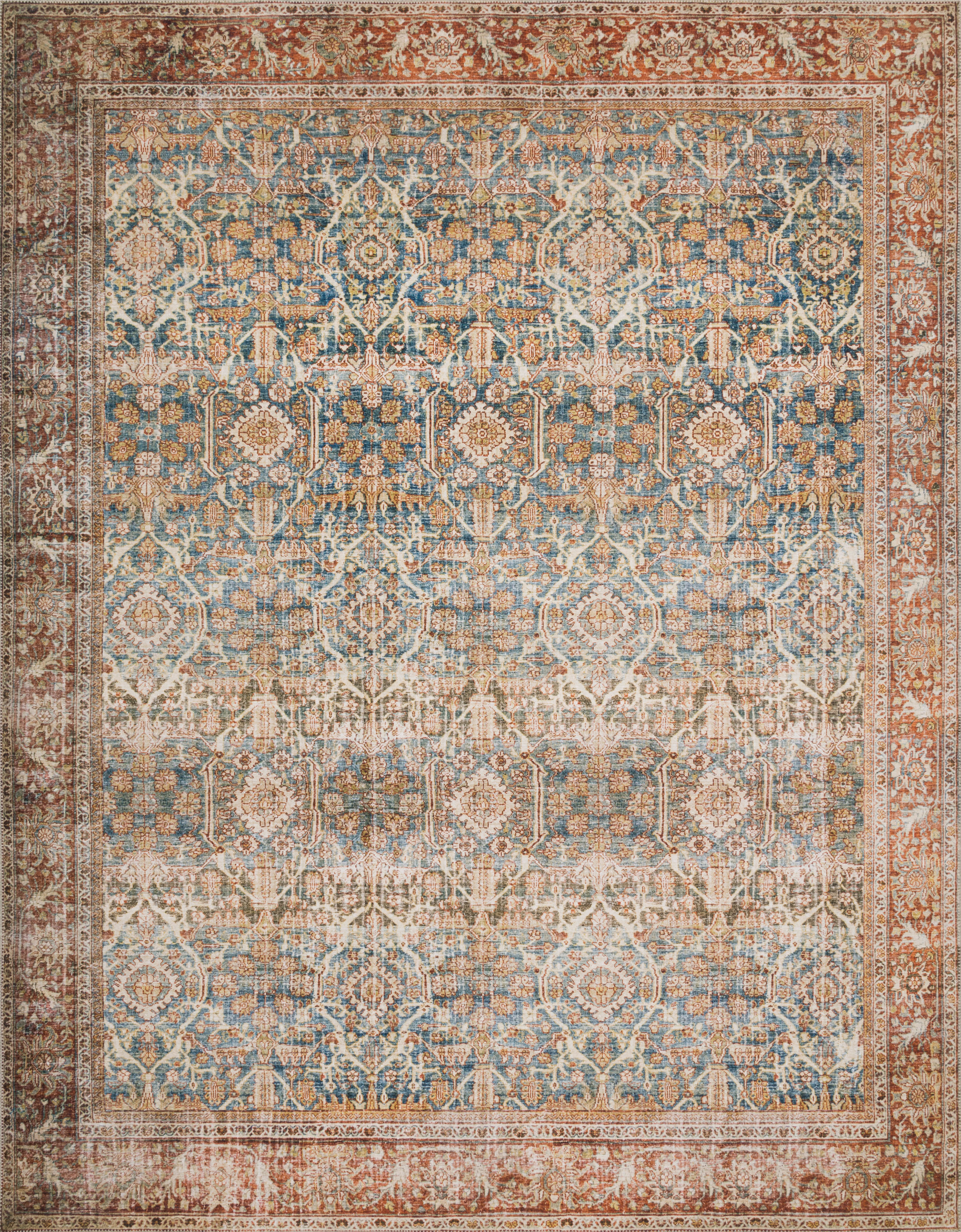 Loloi II Layla Printed Oriental Distressed Ocean / Rust Area Rug - Walmart.com | Walmart (US)