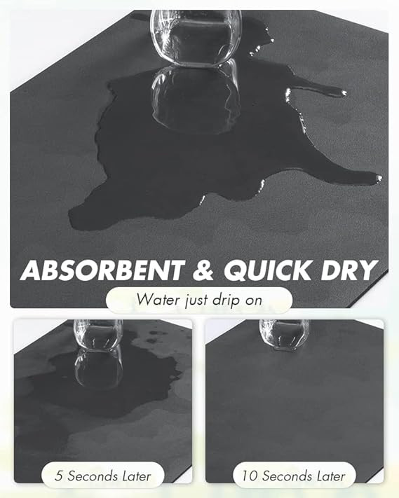 AMOAMI-Coffee Mat Hide Stain Rubber Backed Absorbent Dish Drying Mat for Kitchen Counter-Coffee B... | Amazon (US)