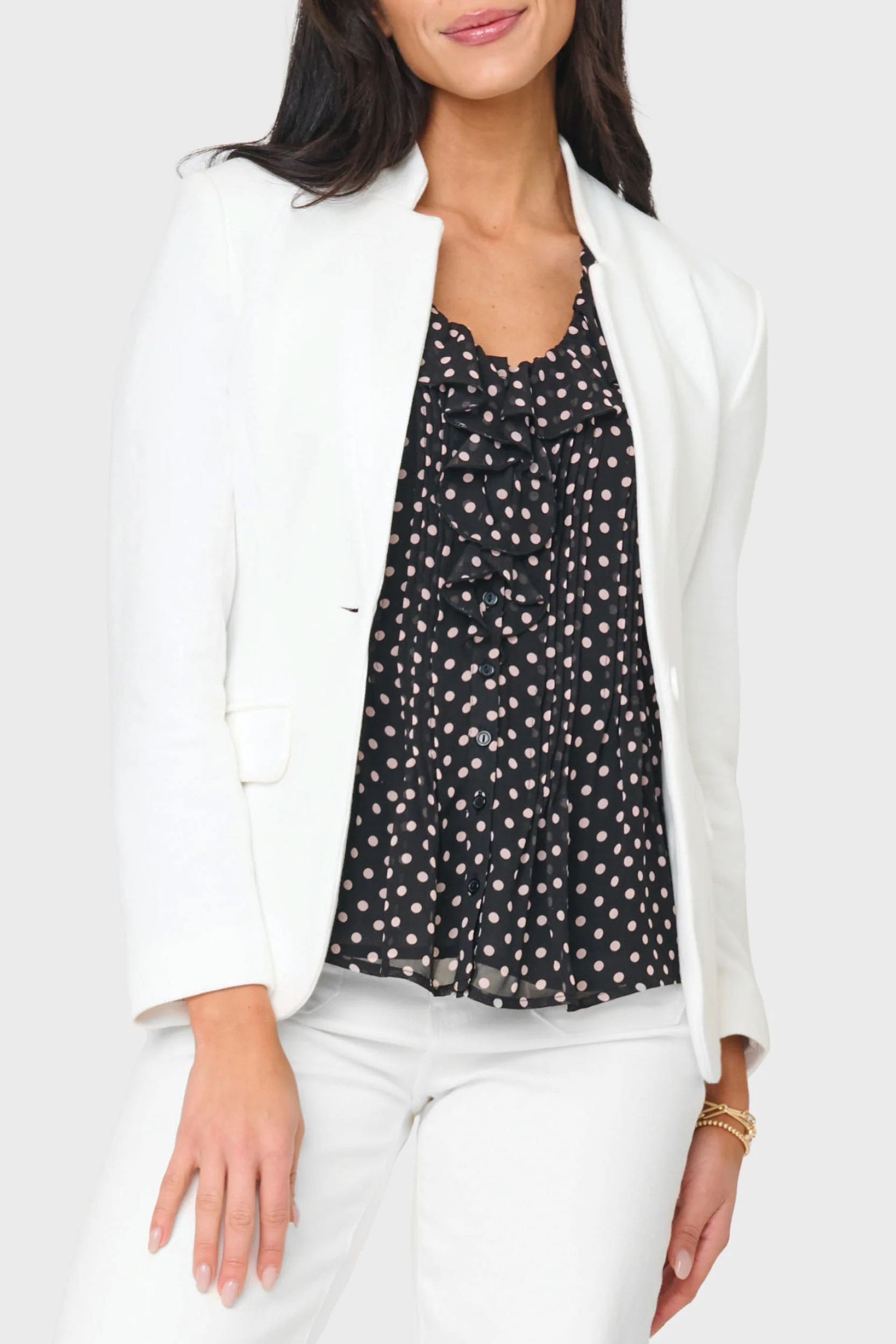 Notch Collar Blazer | Inverted Notch Collar Cotton Blend Knit Blazer | Gibsonlook