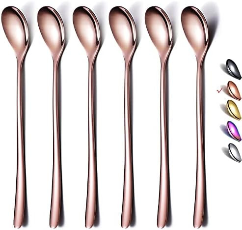 Copper Long Handle Spoon, Coffee Stirrers, Premium Stainless Steel Coffee Spoons, Ice Tea Spoons, Ic | Amazon (US)