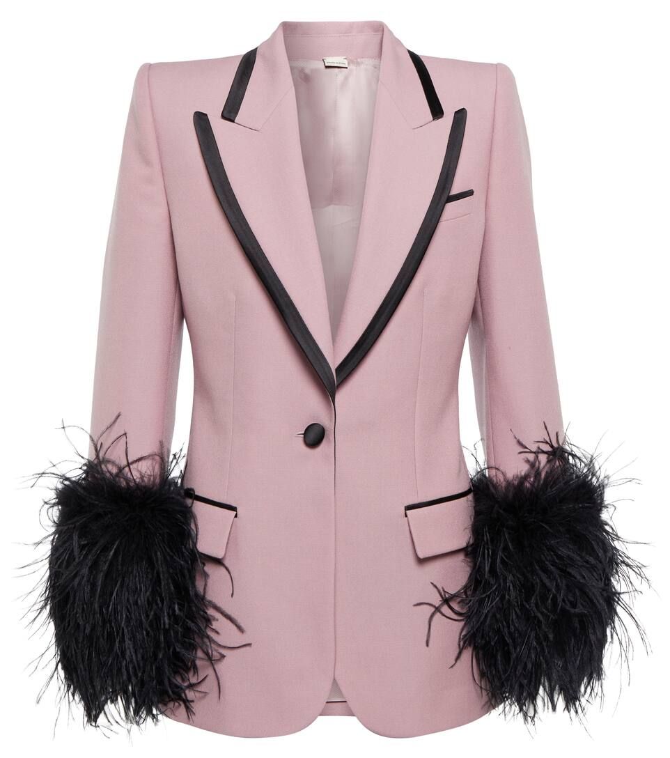 Feather-trimmed wool and mohair blazer | Mytheresa (US/CA)