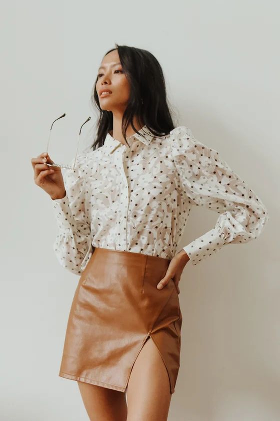 Walking the Walk Camel Vegan Leather Mini Skirt | Lulus (US)