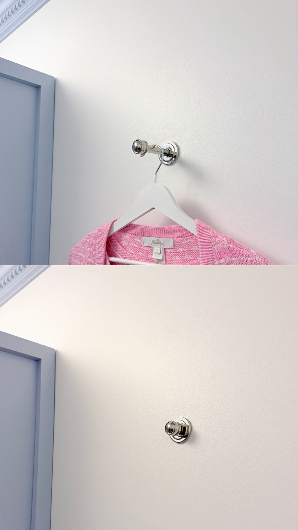 This valet hook is perfect for small spaces! I installed it in my walk in closet as a spot to hang an outfit & steam it, just behind the door, but the best part is that when I’m done using it I just push it in & it retracts into the wall so that it won’t bump the door when it’s opened. Such a game changer for a small closet because it holds so much more than a traditional hook & also looks beautiful & gives the space a custom dressing room feel.

#LTKgrwm #LTKdayinmylife #LTKHome