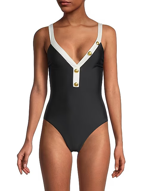 Aliza Button-Trim One-Piece | Saks Fifth Avenue