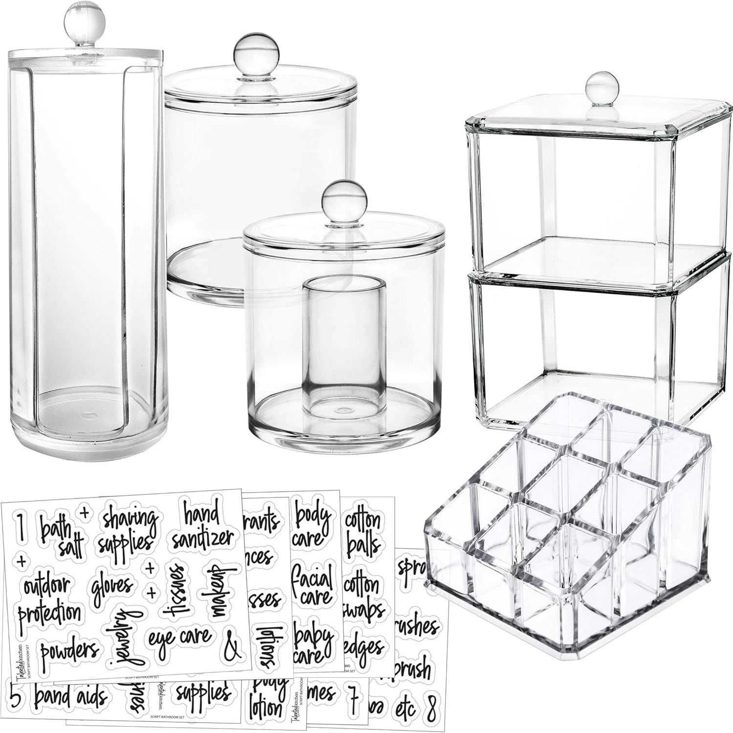 Talented Kitchen 6-Pack Makeup Organizer Premium Quality Acrylic Plastic Containers. Bathroom Bea... | Amazon (US)