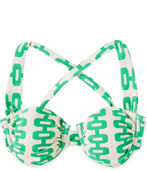 Gianni Bini Retro Fille Textured Pique Ruched Demi Underwire Bralette Swim Top and Wide Band High... | Dillard's