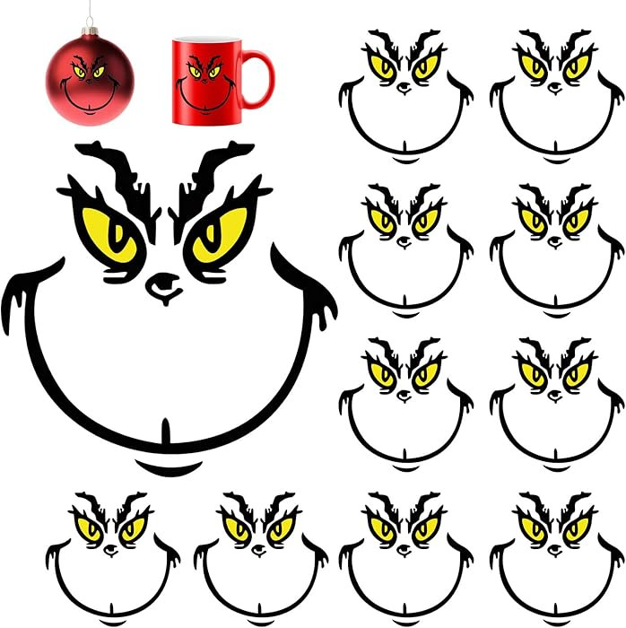 10 Pcs Christmas Face Stickers – Vinyl Transfer Stickers for Crafts, Ornaments, Cups, Jars, and... | Amazon (CA)