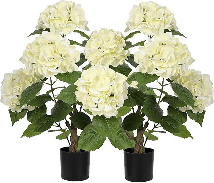 Nafresh 2FT Real Touch Faux Hydrangea Tree Outdoor, 2 Pack Beige Hydrangea Tree Artificial with V... | Amazon (US)