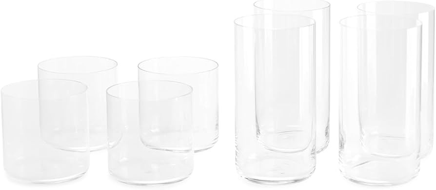 Fable Glassware Set - Includes 4 Tall Glasses and 4 Short Glasses - Lightweight, Dishwasher Safe,... | Amazon (US)
