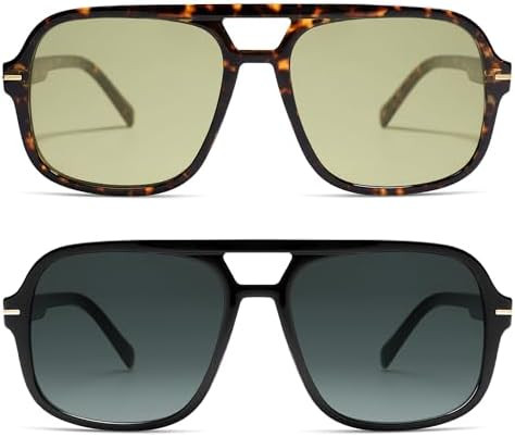 Retro Trendy Square Aviator Sunglasses Womens Mens 70s Classic Vintage Oversized Sun Glasses AR82... | Amazon (US)