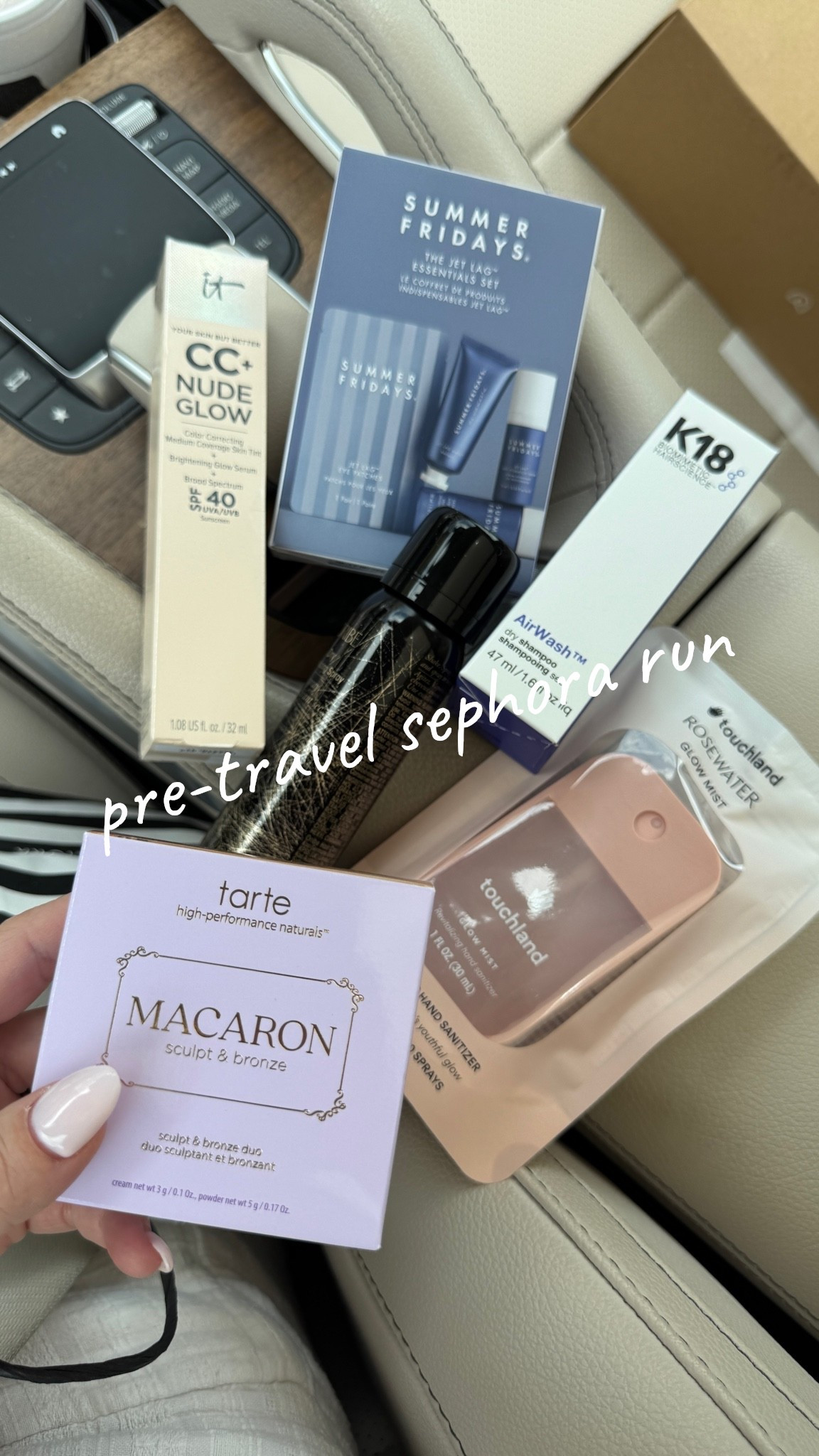 Pre-travel Sephora restock run! 
.
Tarte cosmetics, bronzer, oribe, texturizing spray, dry shampoo, hand sanitizer

#LTKsummer #LTKbeauty #LTKtravel