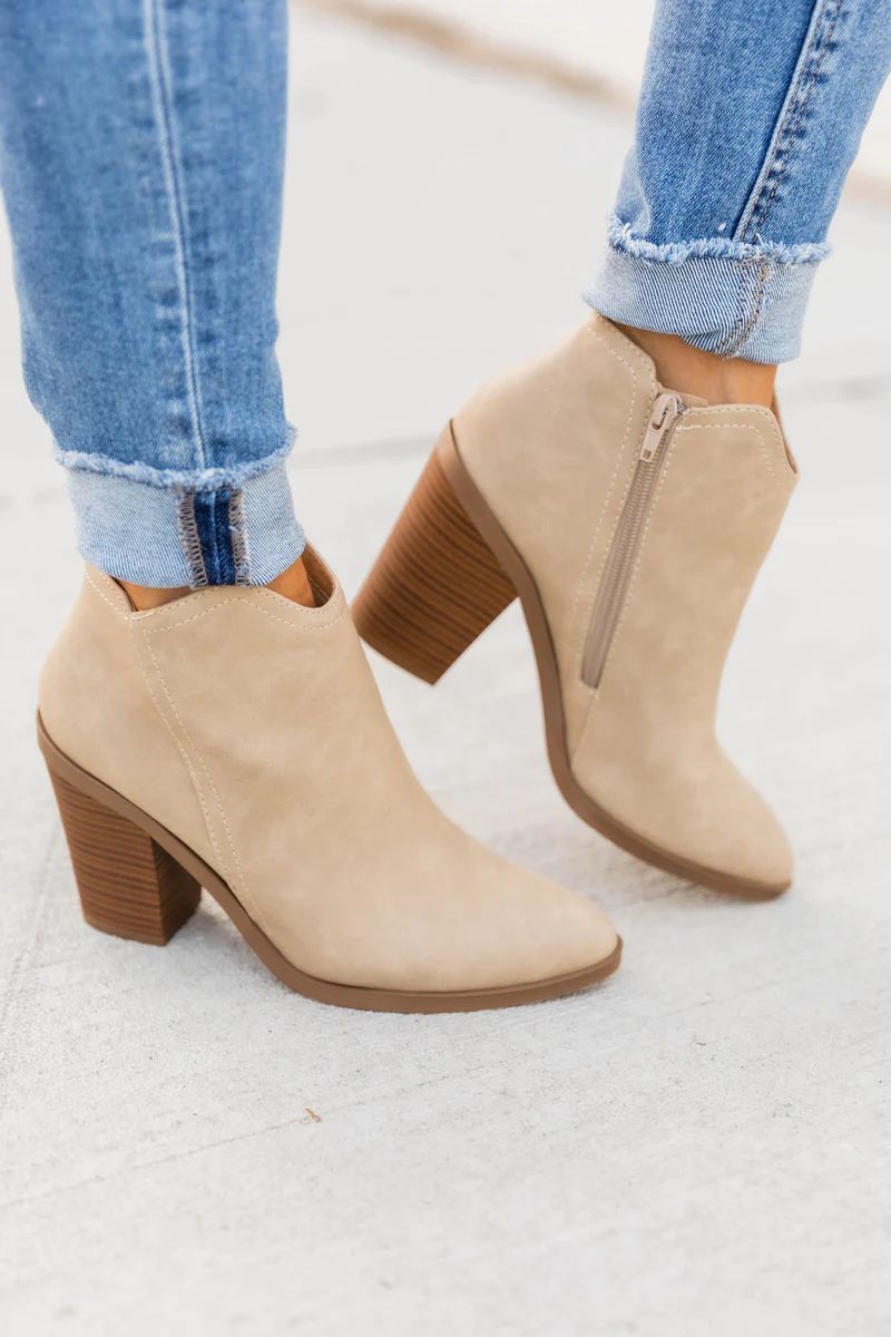 Mallory Taupe Booties | The Pink Lily Boutique