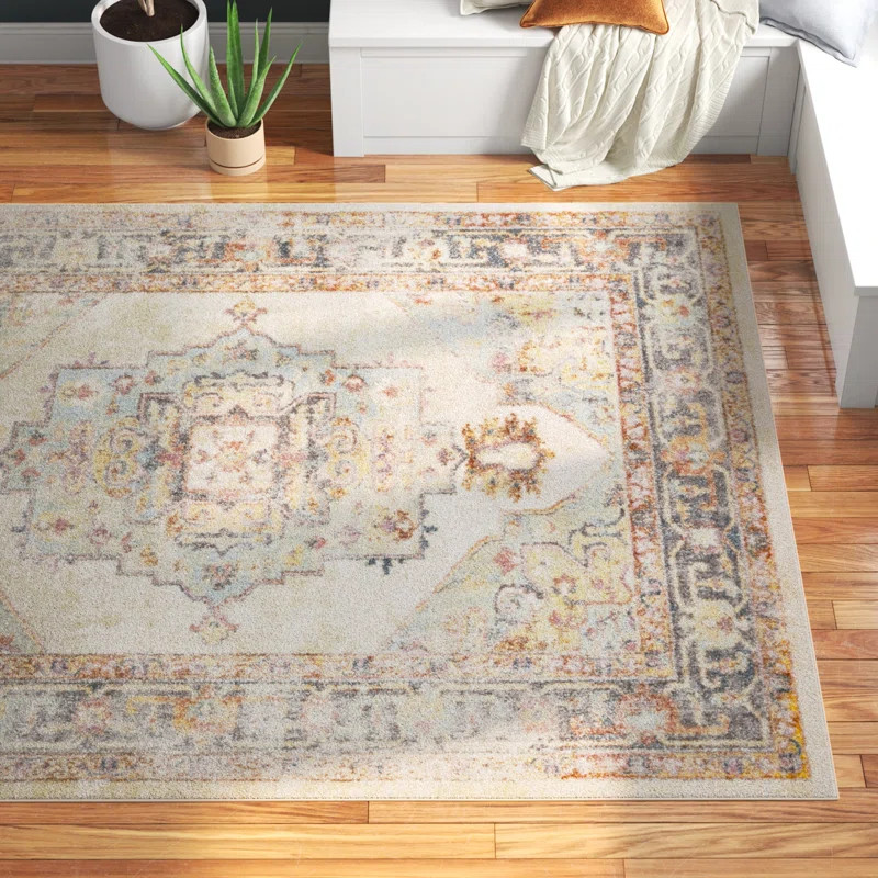 Jamieson Machine Woven / Power Loomed Performance Orange/Blue Rug | Wayfair North America