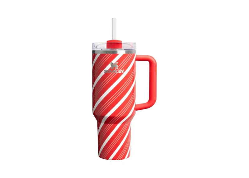 Stanley Stainless STee shirtl FlowState Quencher 40oz Tumbler in Candy Cane Twist | StockX