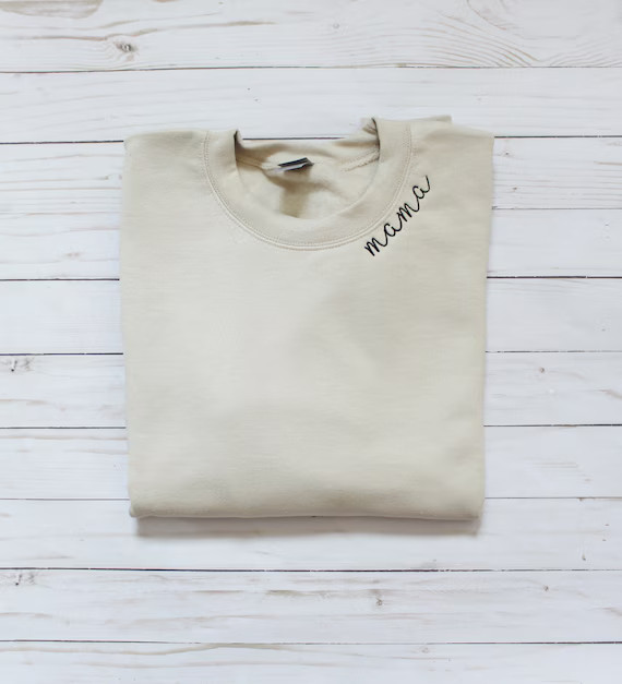 Mama Embroidered Collar Crewneck Sweatshirt Featured in CNN - Etsy | Etsy (US)