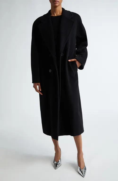 Max Mara Madame Double Breasted Wool & Cashmere Coat in Black at Nordstrom, Size 10 | Nordstrom