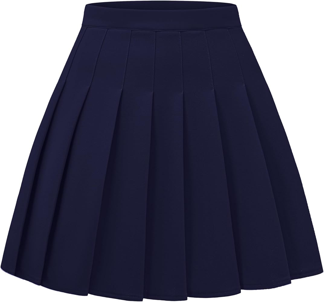 Women Pleated Skirt A-Line Short Mini Basic Skirt School Uniform Cheerleader Skirts Skater Skirt | Amazon (US)