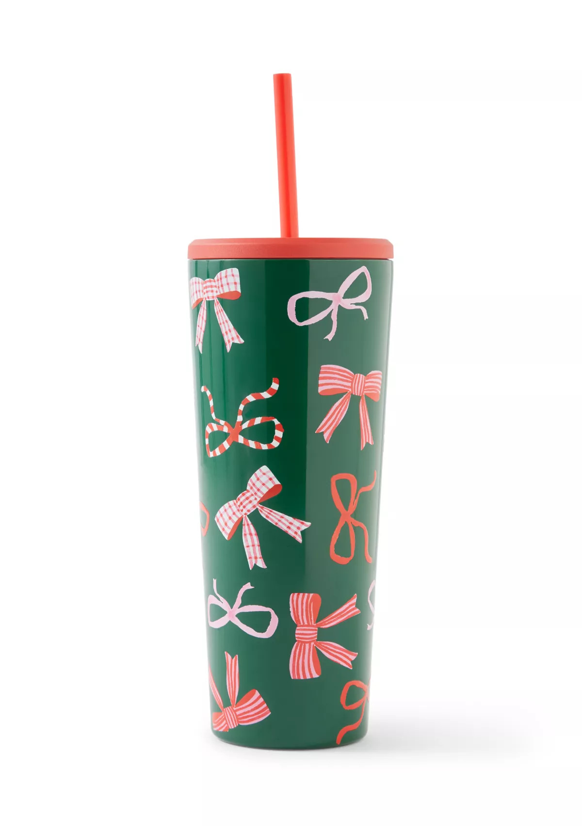 24 oz Straw Tumbler with Red and Green Bows | Belk