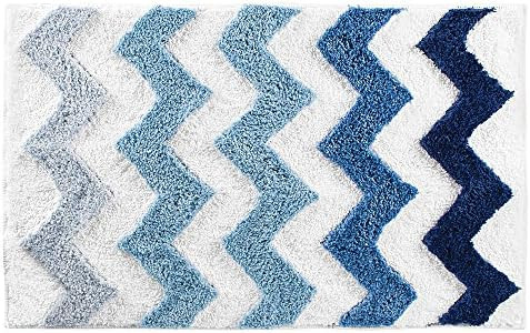 Amazon.com: iDesign Microfiber Chevron Bathroom Shower Accent Rug - 34" x 21", Blue Multi: Furnit... | Amazon (US)