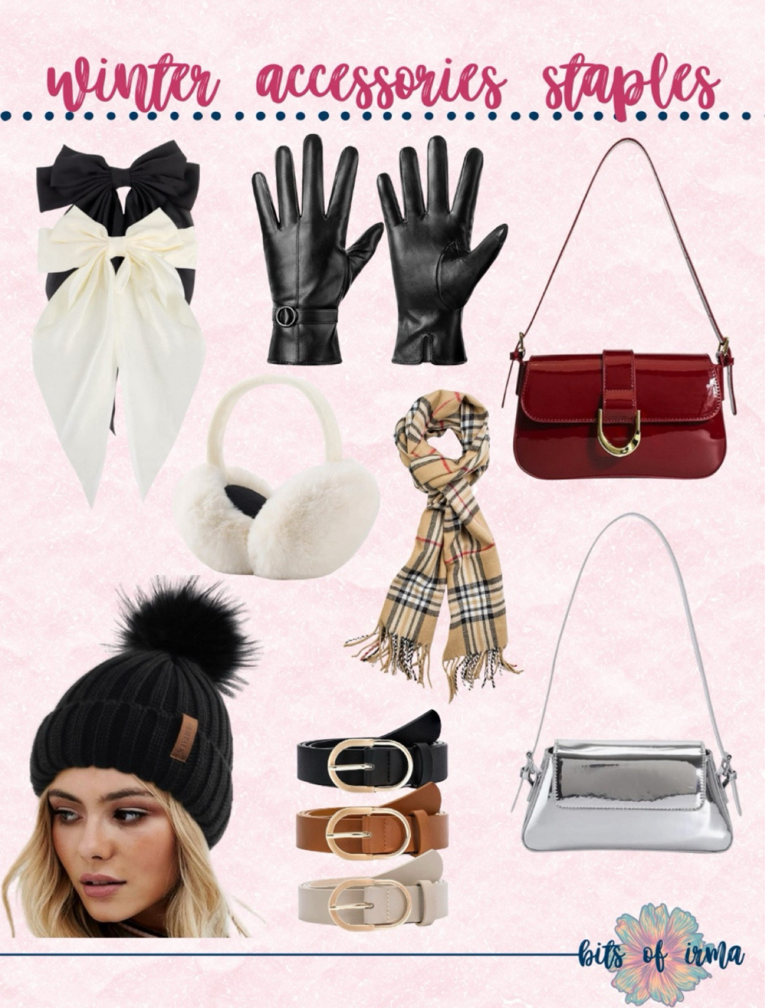 Winter Accessories Staples for a Stylish Season

Stay warm and fashionable this winter with these essential accessories! From cozy scarves and chic earmuffs to sleek leather gloves, trendy handbags, and classic belts, these staples will elevate any cold-weather outfit. Perfect for layering and adding a touch of elegance to your wardrobe.

	•	Winter Style Must-Haves
	•	Cold Weather Fashion
	•	Cozy and Chic Accessories
	•	Seasonal Outfit Inspiration

#WinterFashion #ColdWeatherStyle #ChicAccessories #WinterOutfits #StylishWinterLooks #CozyAndChic #SeasonalWardrobe



#LTKStyleTip #LTKSeasonal #LTKFindsUnder50