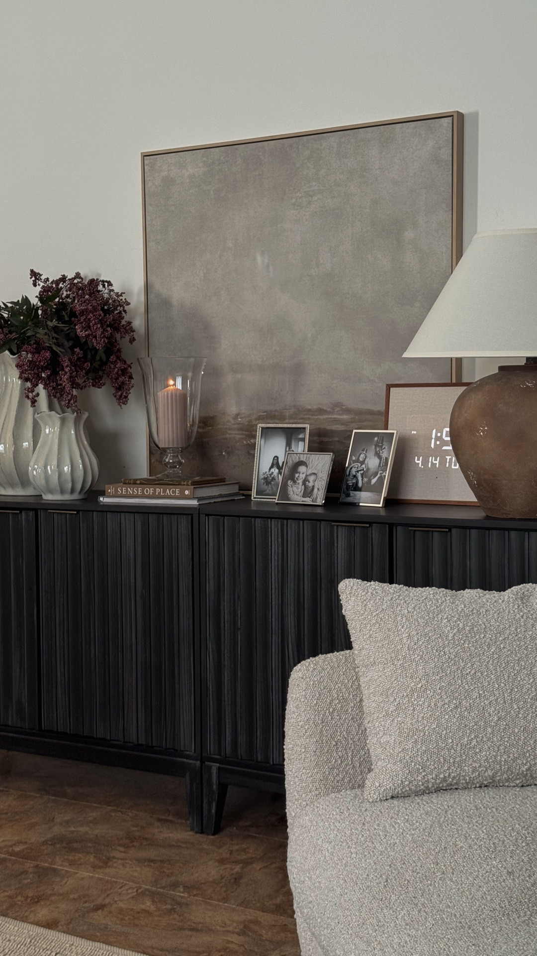 Sideboard decor, sideboard styling, console table decor, canvas wall art, table lamp, spring stems, spring vase, candle holder, console table, sideboard, living room decor, entryway decor ￼

#LTKSeasonal #LTKHome